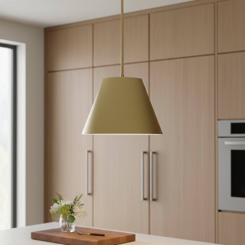 16" Antique Gold Aluminum Cone LED Dimmable Outdoor Pendent Hanging Light