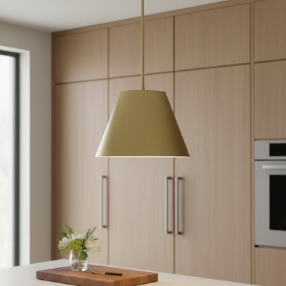 16" Antique Gold Aluminum Cone LED Dimmable Outdoor Pendent Hanging Light