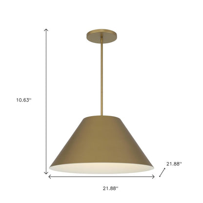 22" Antiqued Brass Aluminum Cone LED Dimmable Outdoor Pendent Hanging Light