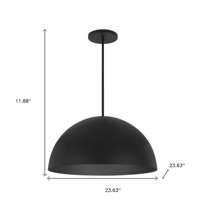 24" Black Aluminum Dome LED Dimmable Outdoor Pendent Hanging Light