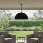 32" Black Aluminum Dome LED Dimmable Outdoor Pendent Hanging Light