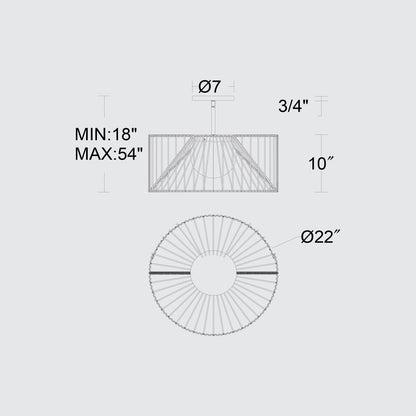 Natural And Black Rattan String And Metal LED Dimmable Outdoor Hanging Pendent Light