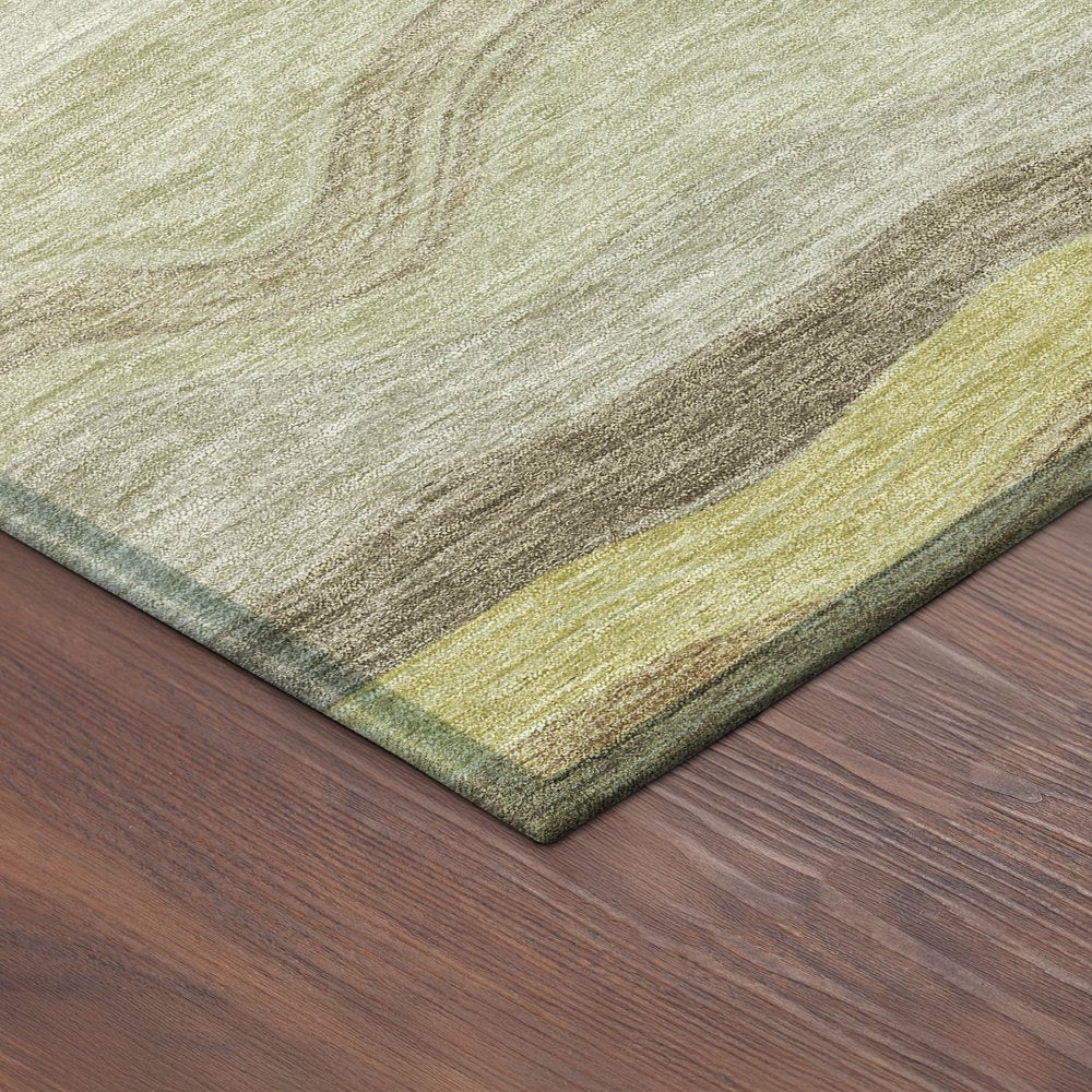 9' X 12' Wheat Khaki And Beige Striped Washable Indoor Outdoor Area Rug