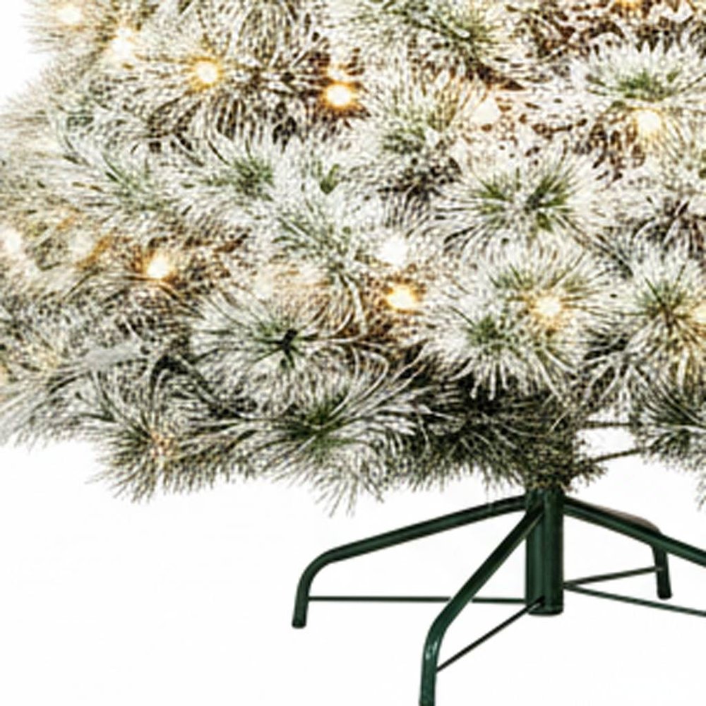 7.5' White Pre Lit Full Flocked Spruce Christmas Tree