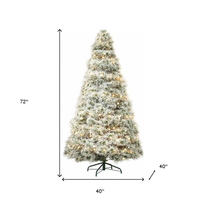 7.5' White Pre Lit Full Flocked Spruce Christmas Tree