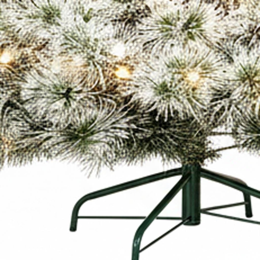 7.5' White Pre Lit Full Flocked Spruce Christmas Tree