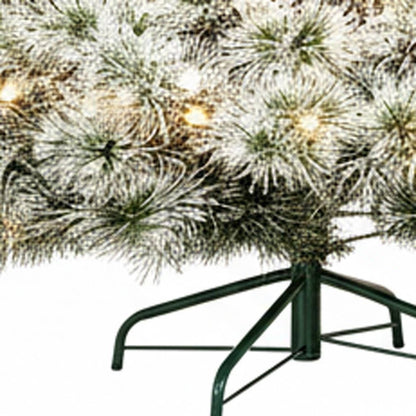 7.5' White Pre Lit Full Flocked Spruce Christmas Tree