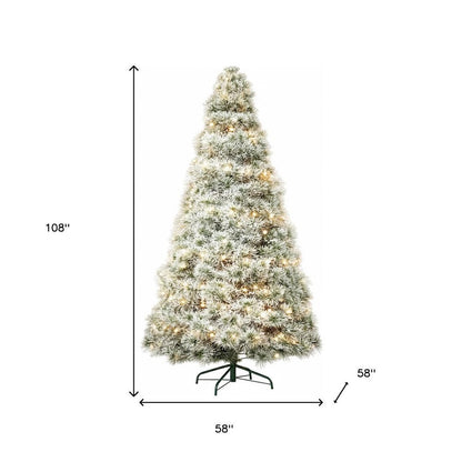 7.5' White Pre Lit Full Flocked Spruce Christmas Tree