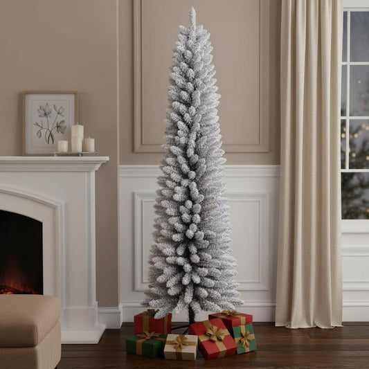 7' White Full Flocked Fir Christmas Tree