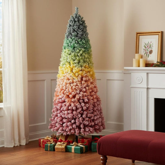 7.5' Frosted Rainbow Full Fir Christmas Tree