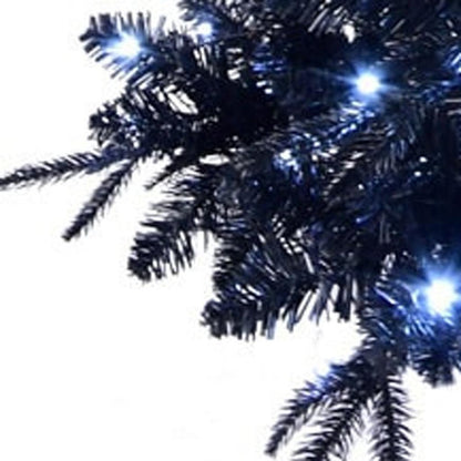 7' Black Pre Lit Full Spruce Christmas Tree