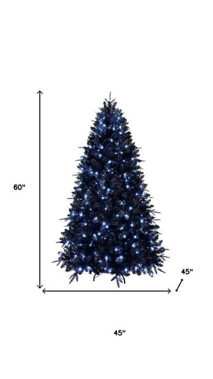 7' Black Pre Lit Full Spruce Christmas Tree