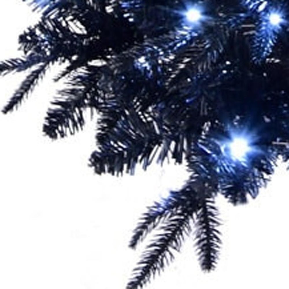 7' Black Pre Lit Full Spruce Christmas Tree