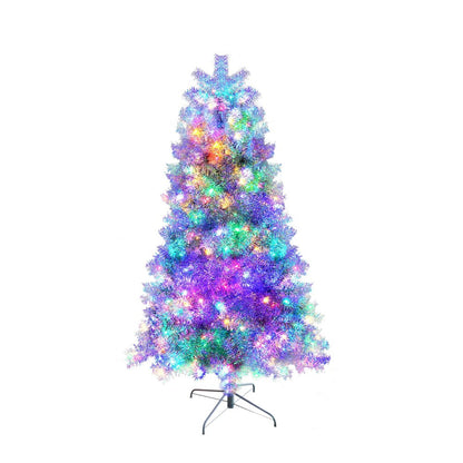 6' Silver Pre Lit Full Frosted Spruce Christmas Tree