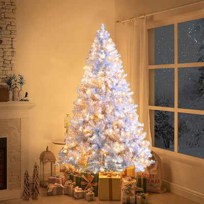 6' Silver Pre Lit Full Frosted Spruce Christmas Tree