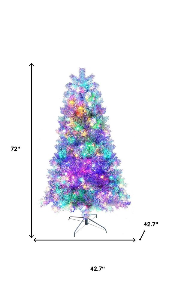 6' Silver Pre Lit Full Frosted Spruce Christmas Tree