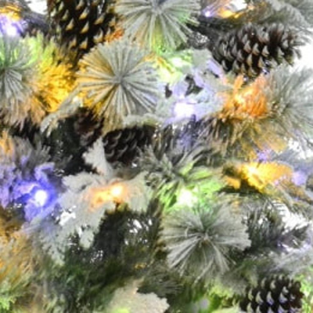 6' White Pre Lit Full Frosted Spruce Christmas Tree With Decorations