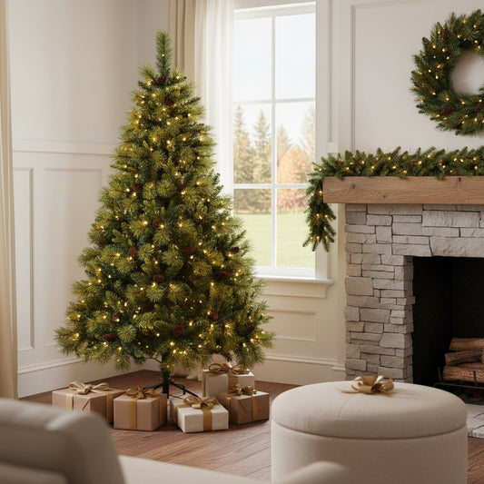 6' Pre Lit Full Spruce Christmas Tree With Decorations