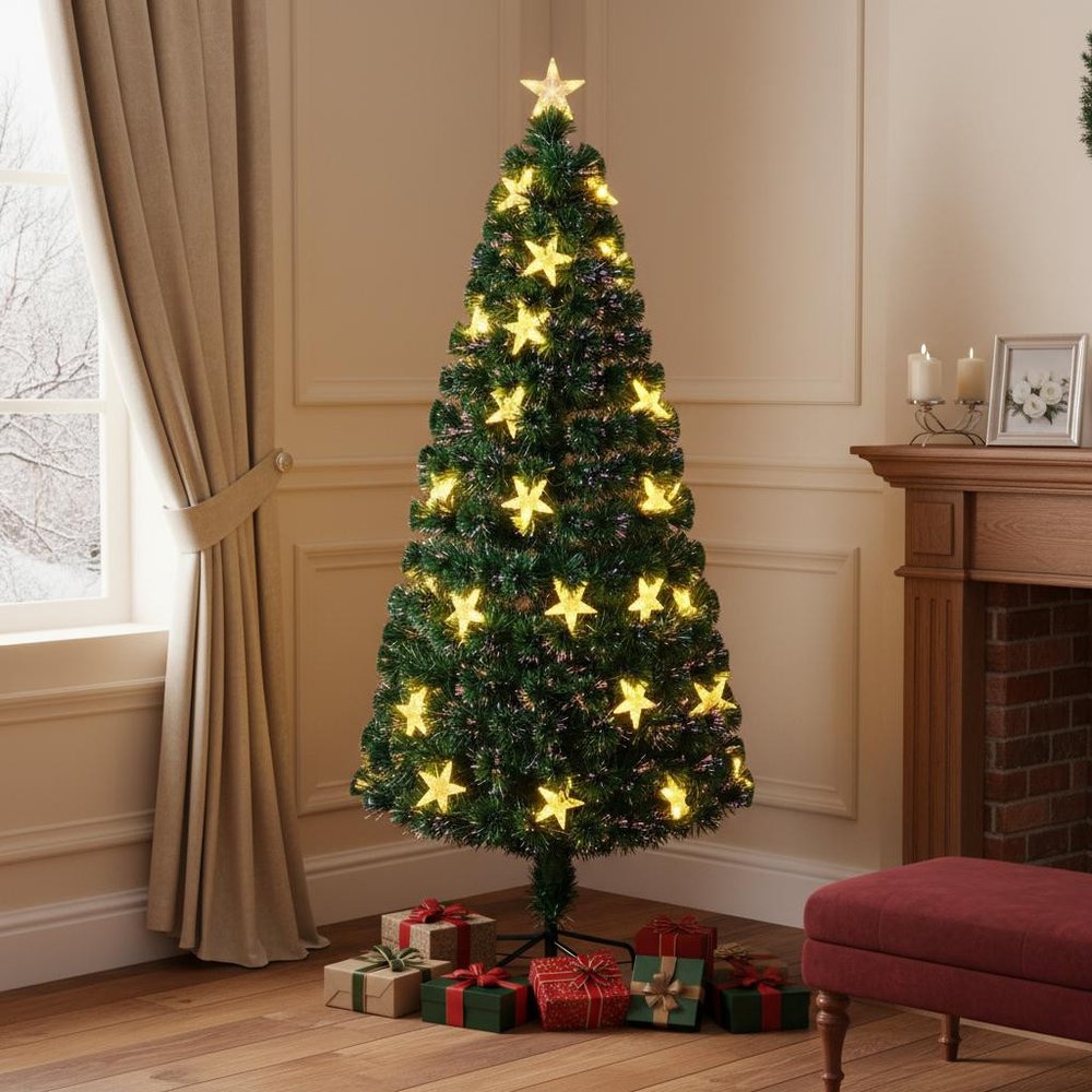 7' Pre Lit Full Spruce Christmas Tree With Decorations
