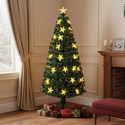 7' Pre Lit Full Spruce Christmas Tree With Decorations