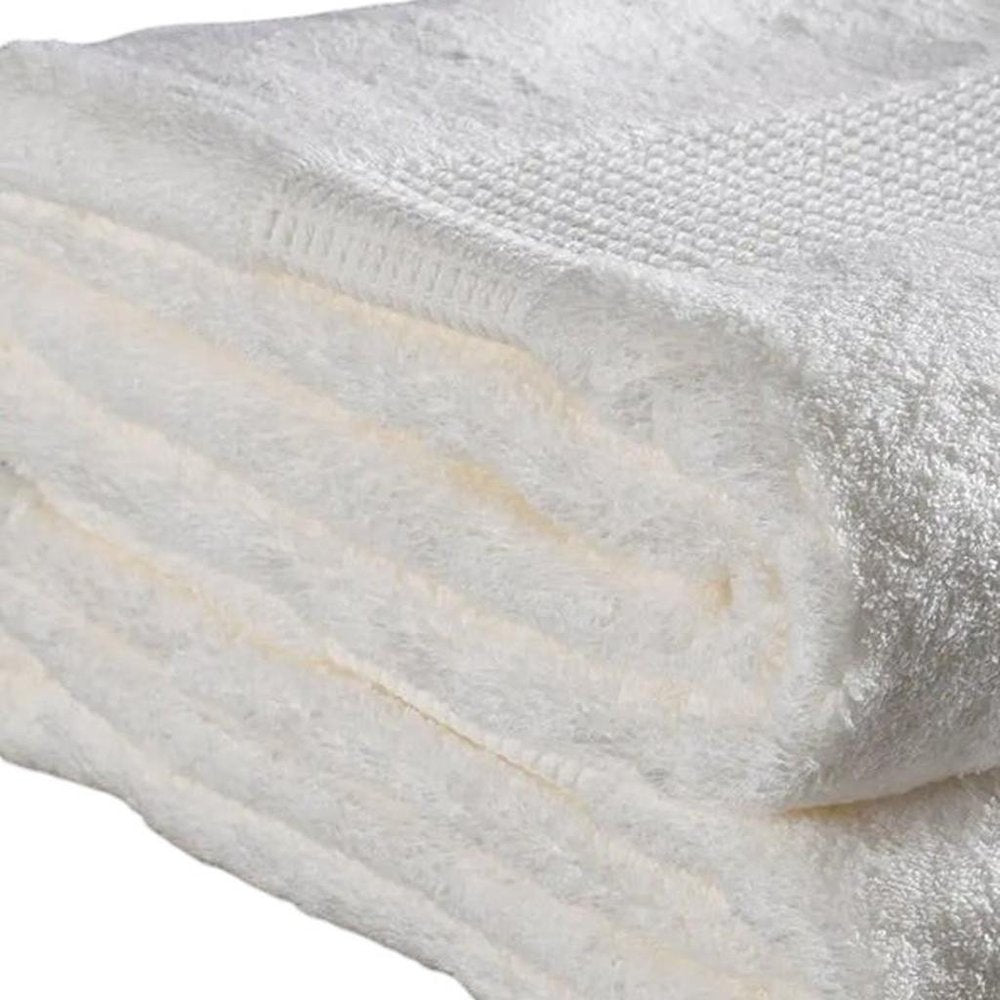 Set of Six White Cotton Quick Dry Terry Cloth Towels