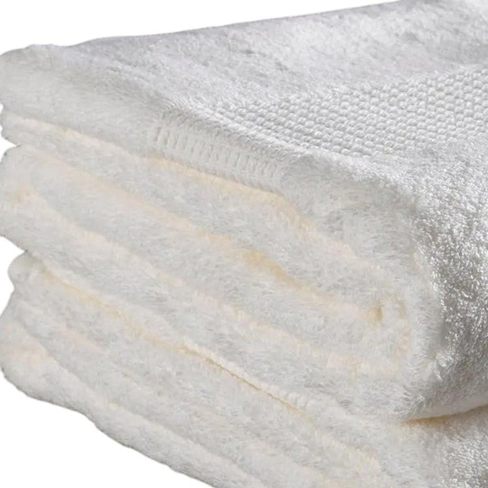 Set of Six White Cotton Quick Dry Terry Cloth Towels