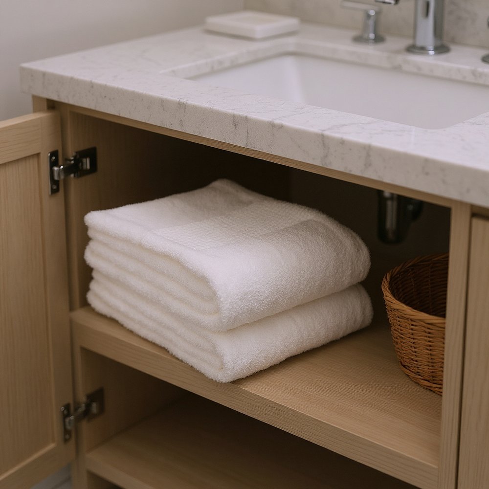 Set of Six White Cotton Quick Dry Terry Cloth Towels
