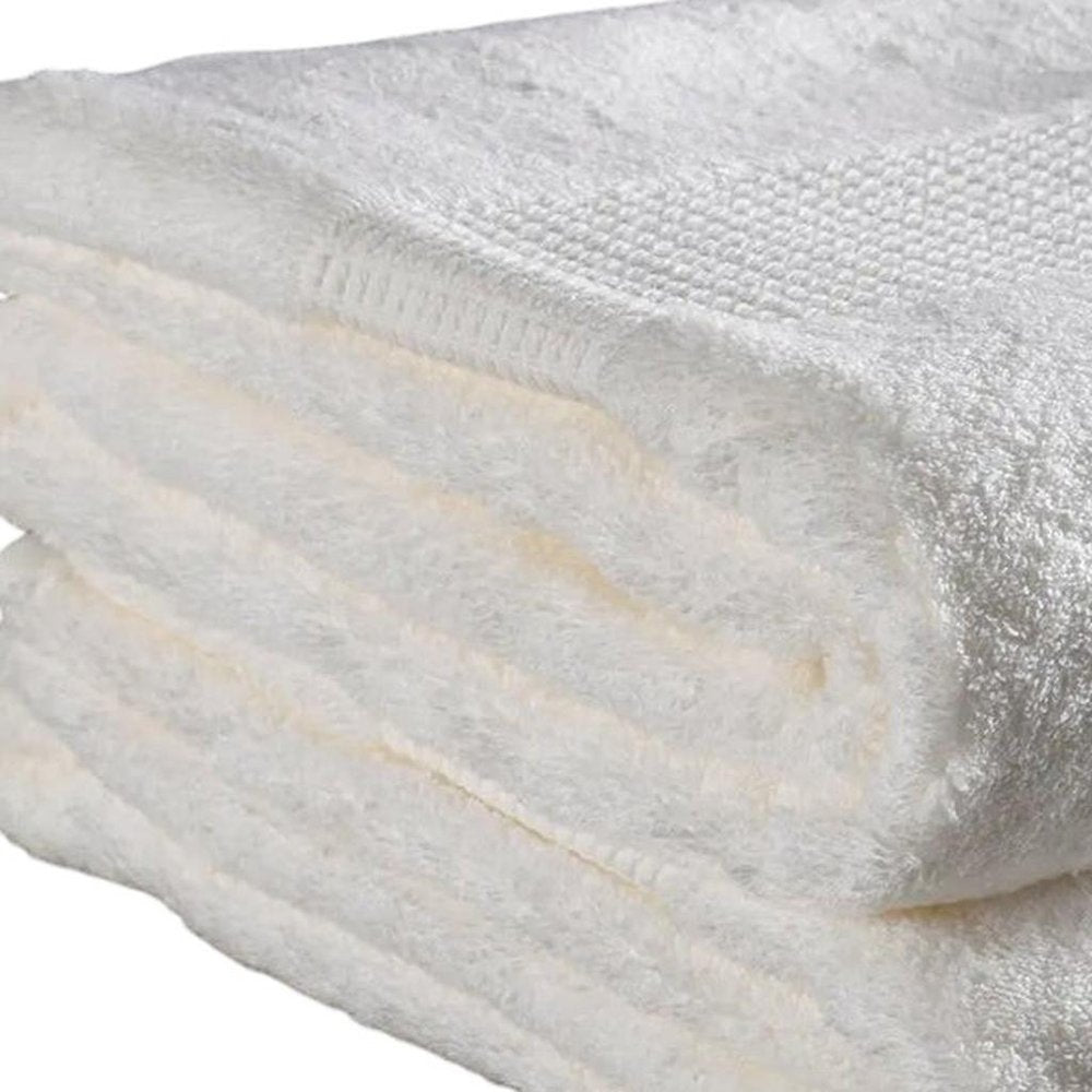 Set of Six White Cotton Quick Dry Terry Cloth Towels