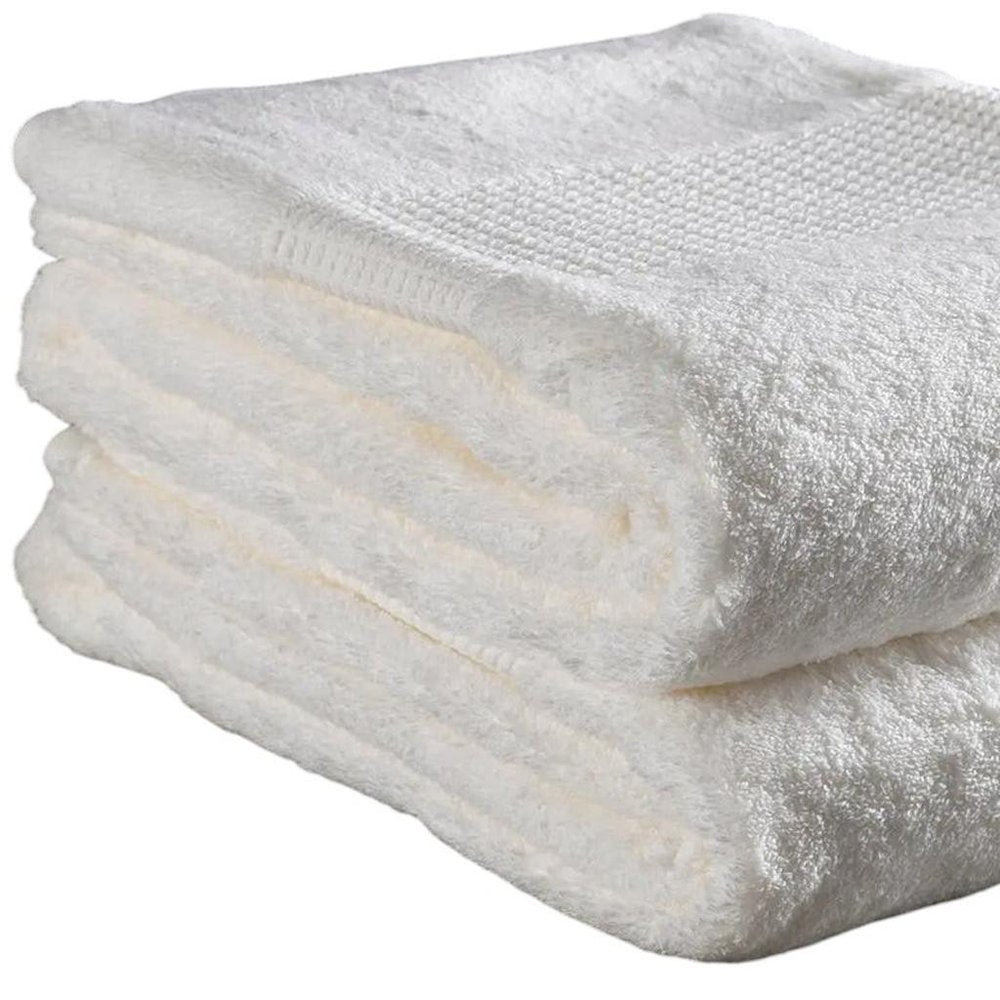 Set of Six White Cotton Quick Dry Terry Cloth Towels