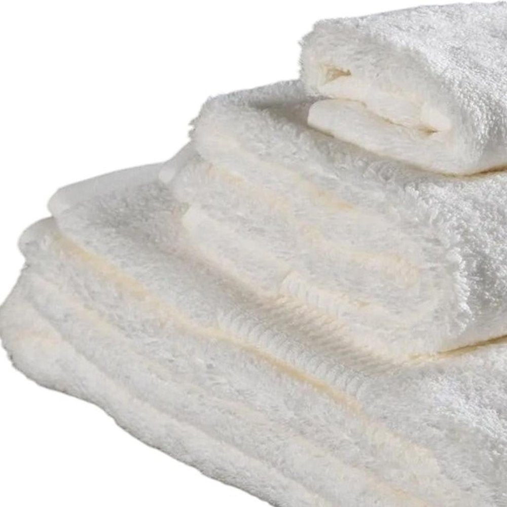 Set of Six White Cotton Quick Dry Terry Cloth Towels