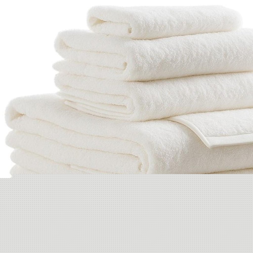 Set of Six White Cotton Quick Dry Terry Cloth Towels
