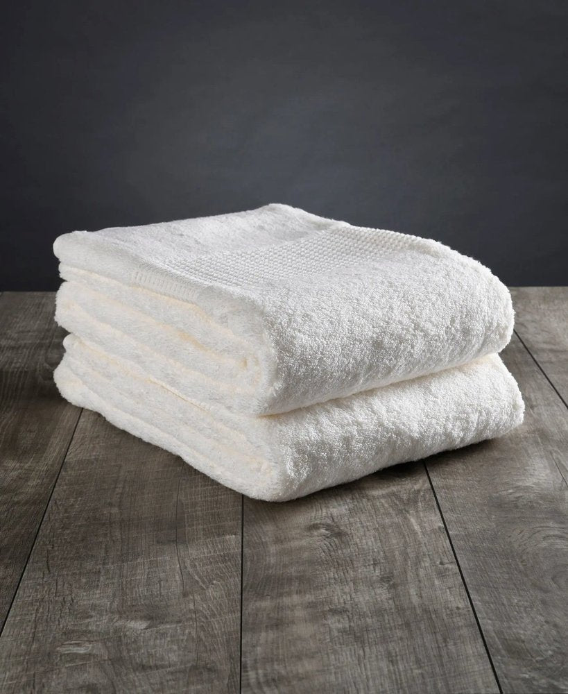 Set of Two Ivory Cotton 13" X 13" Quick Dry Terry Cloth Washcloths