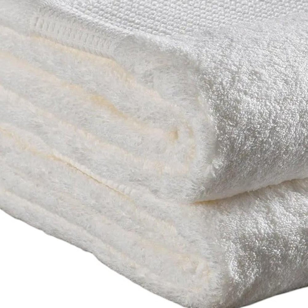 Set of Two Ivory Cotton 13" X 13" Quick Dry Terry Cloth Washcloths