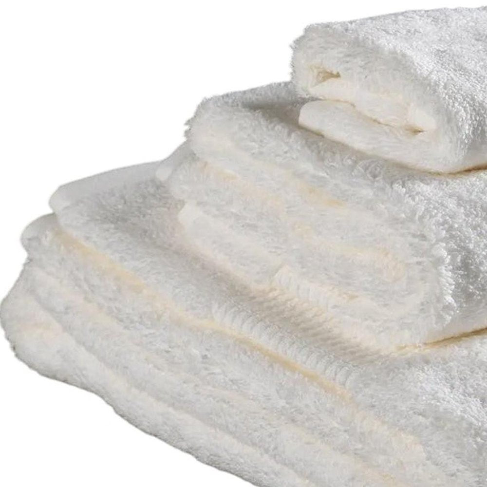 Set of Two Ivory Cotton 13" X 13" Quick Dry Terry Cloth Washcloths