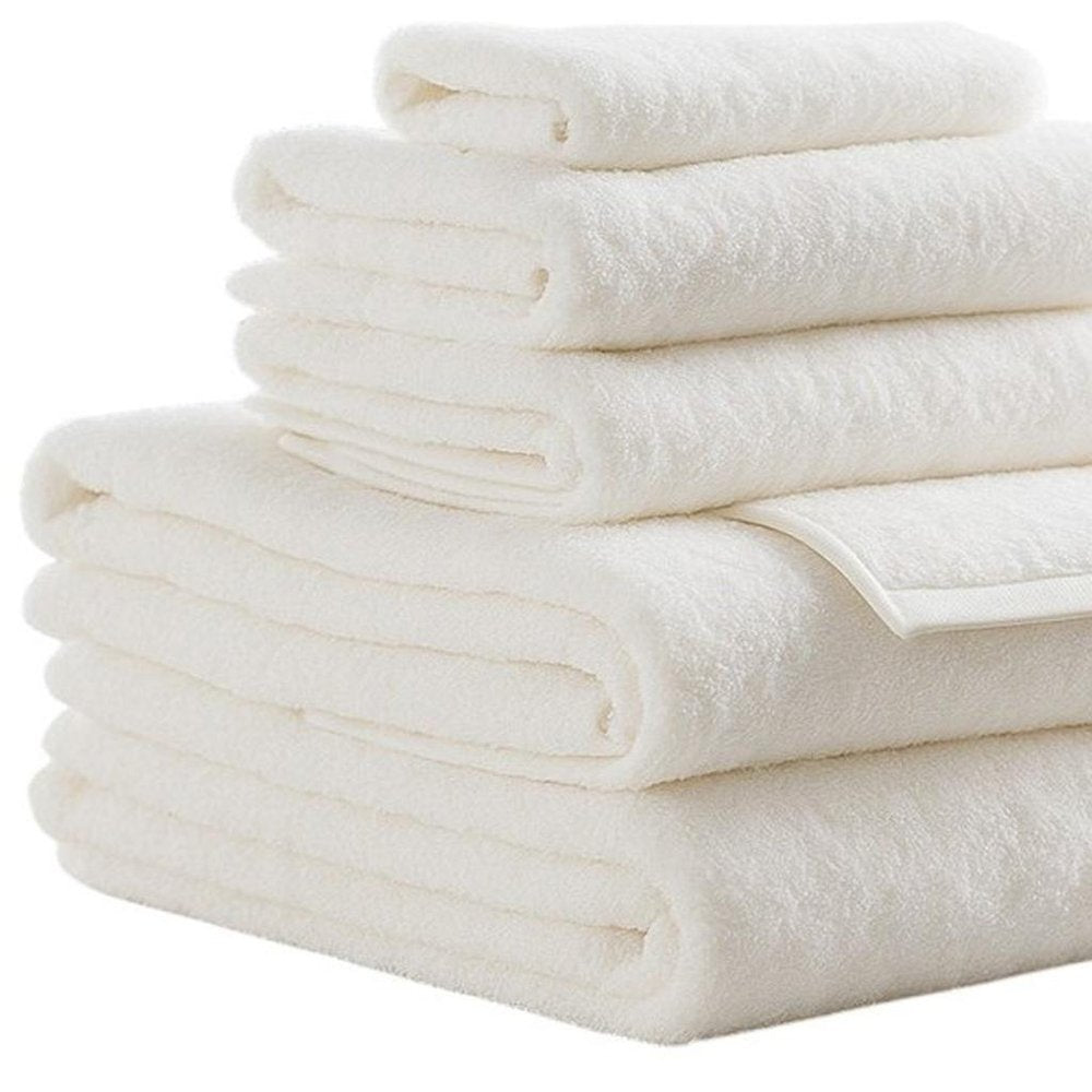 Set of Two Ivory Cotton 13" X 13" Quick Dry Terry Cloth Washcloths
