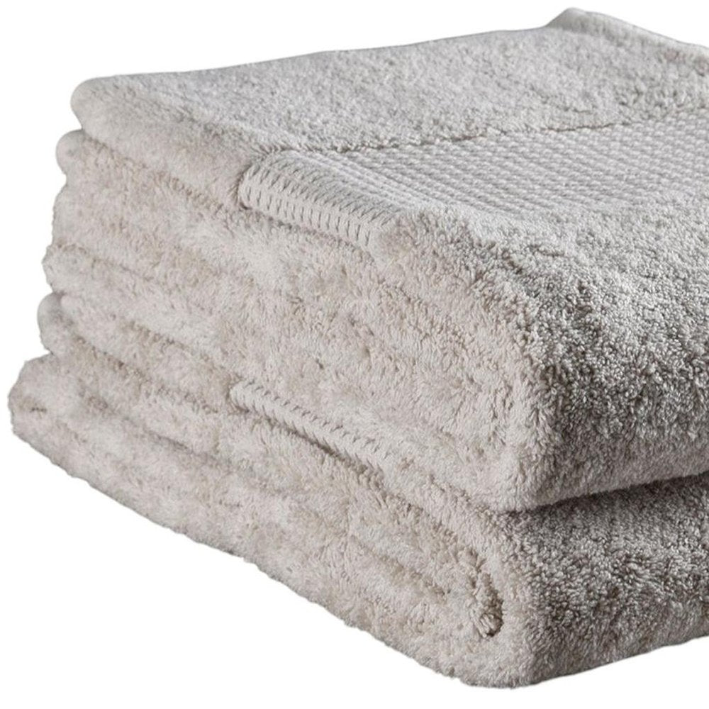 Set of Two Beige Cotton 13" X 13" Quick Dry Terry Cloth Washcloths