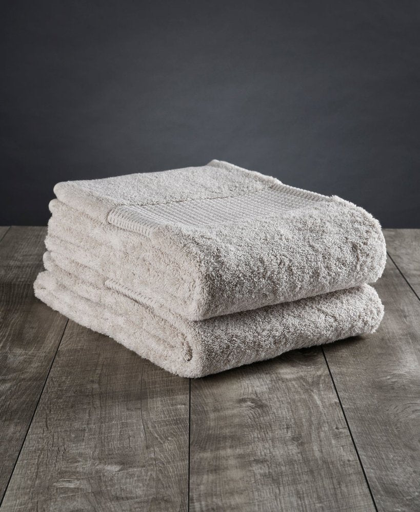 Set of Two Beige Cotton 13" X 13" Quick Dry Terry Cloth Washcloths