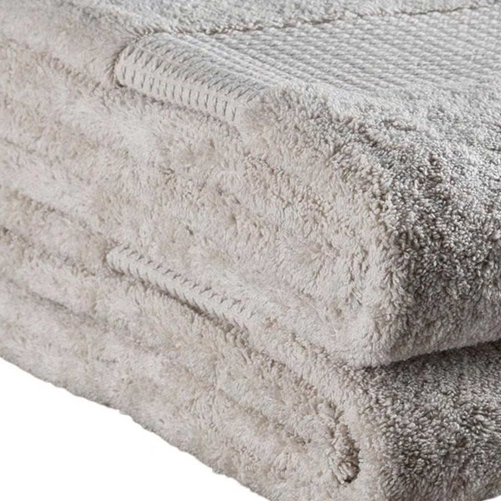 Set of Two Beige Cotton 13" X 13" Quick Dry Terry Cloth Washcloths