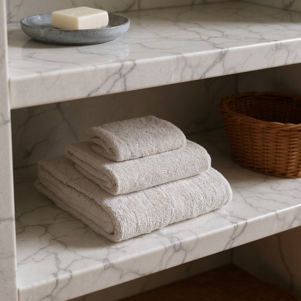 Set of Two Beige Cotton 13" X 13" Quick Dry Terry Cloth Washcloths