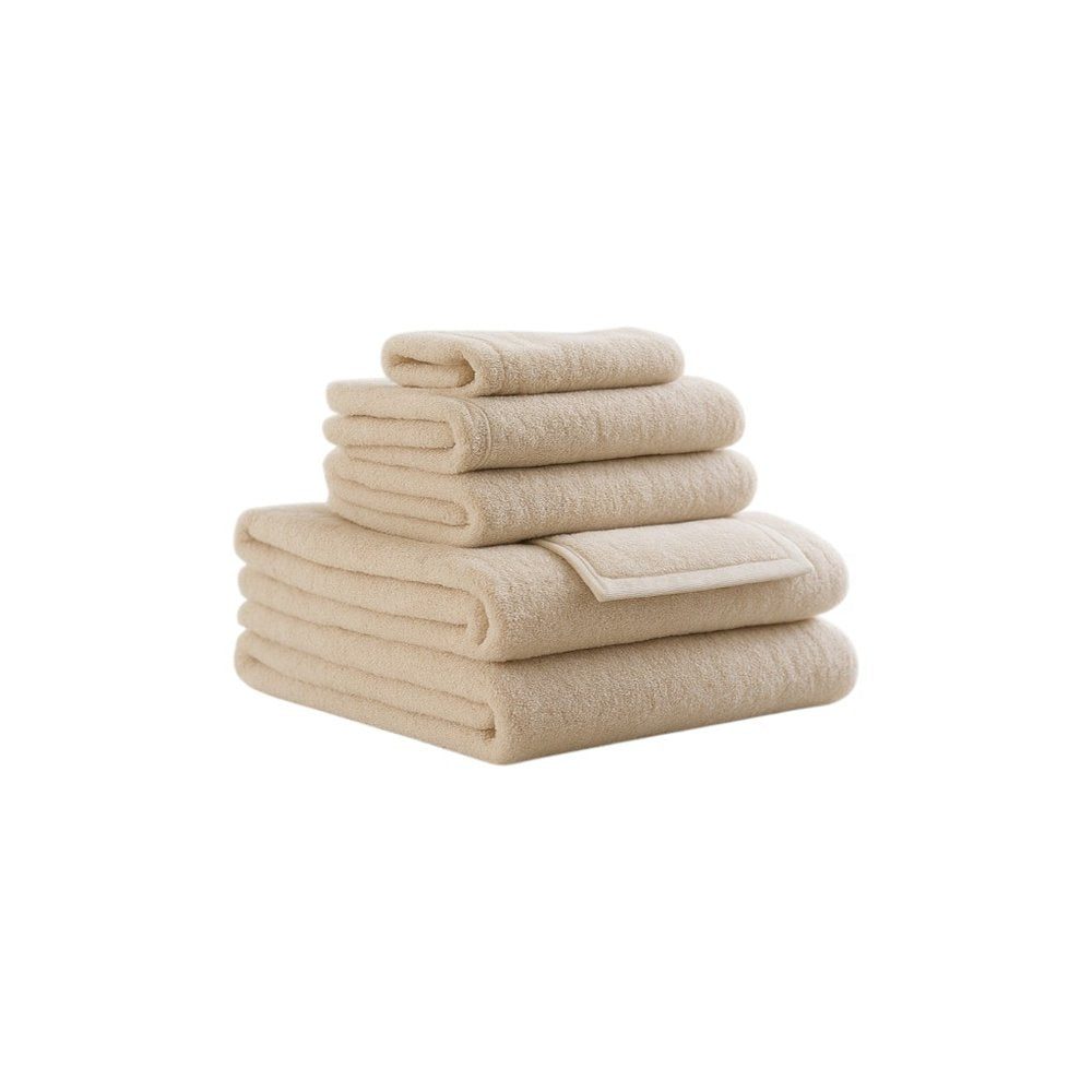Set of Two Beige Cotton 13" X 13" Quick Dry Terry Cloth Washcloths