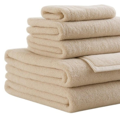 Set of Two Beige Cotton 13" X 13" Quick Dry Terry Cloth Washcloths