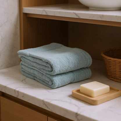 Set of Two Sea Green Cotton 13" X 13" Quick Dry Terry Cloth Washcloths