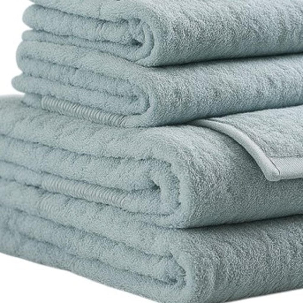Set of Two Sea Green Cotton 13" X 13" Quick Dry Terry Cloth Washcloths