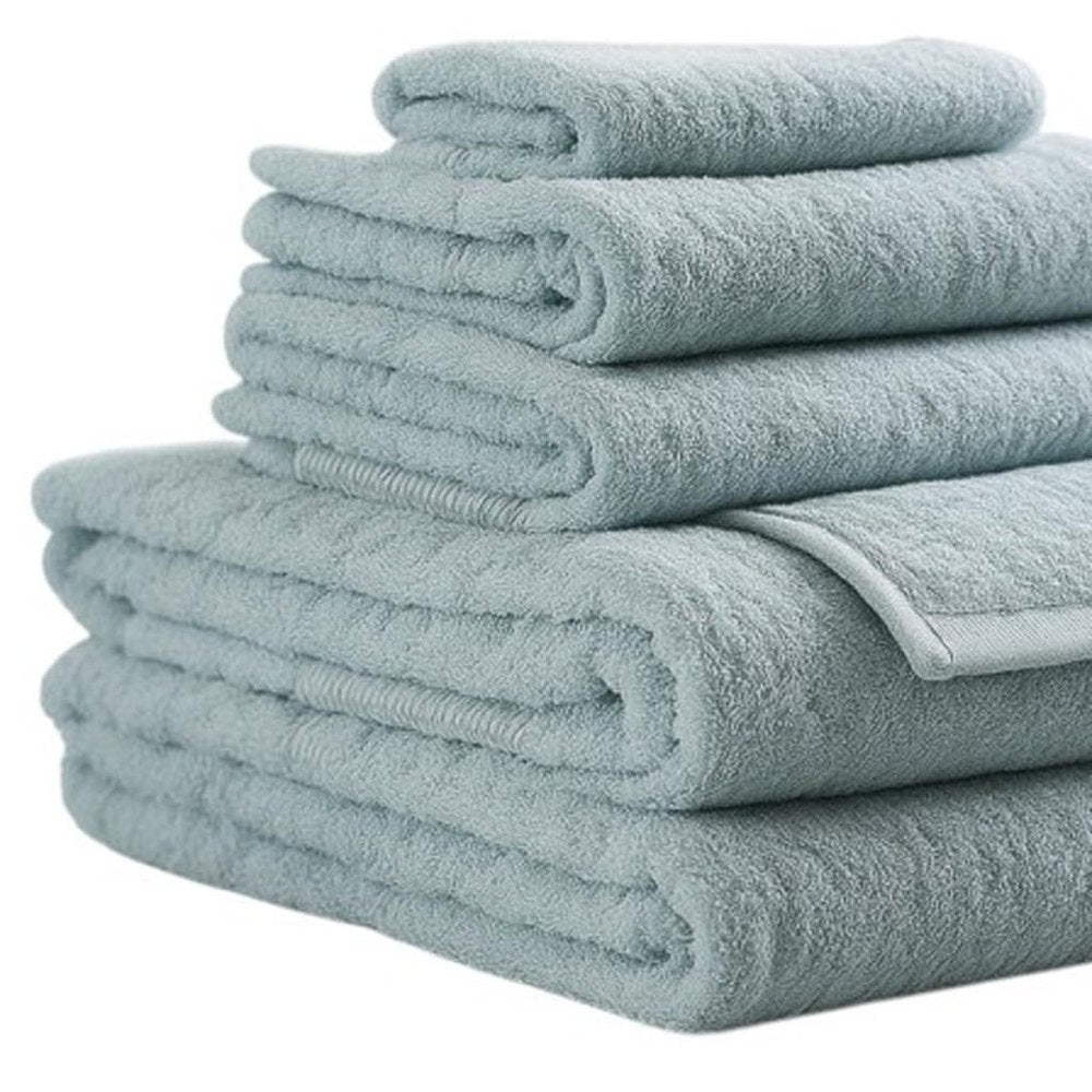 Set of Two Sea Green Cotton 13" X 13" Quick Dry Terry Cloth Washcloths