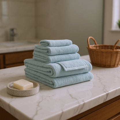 Set of Two Sea Green Cotton 13" X 13" Quick Dry Terry Cloth Washcloths