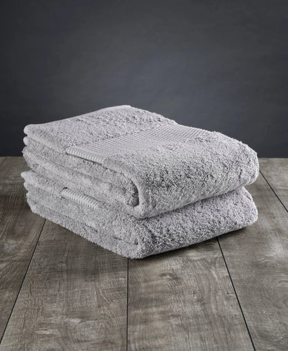 Set of Two Light Gray Cotton 13" X 13" Quick Dry Terry Cloth Washcloths