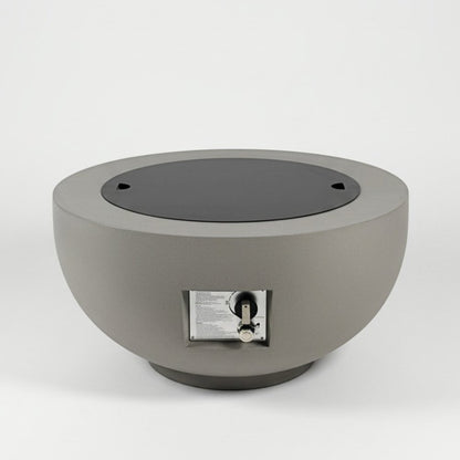 40000 BTU 28" Gray Magnesium Oxide Propane Round Fire Pit Table With Cover