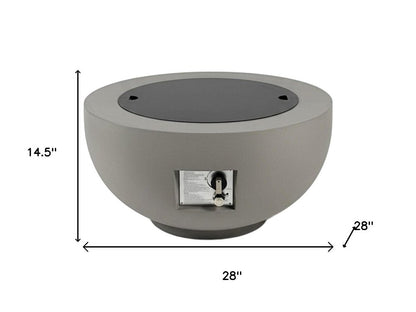 40000 BTU 28" Gray Magnesium Oxide Propane Round Fire Pit Table With Cover