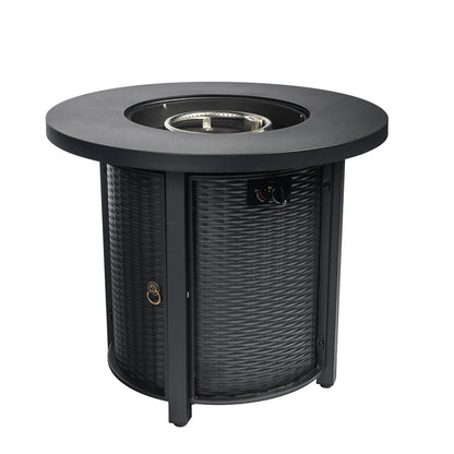 50000 BTU 30" Black Steel Propane Round Fire Pit Table