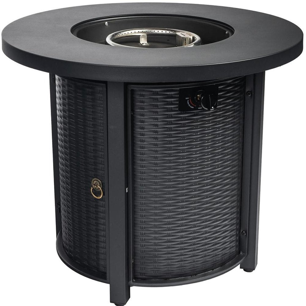 50000 BTU 30" Black Steel Propane Round Fire Pit Table